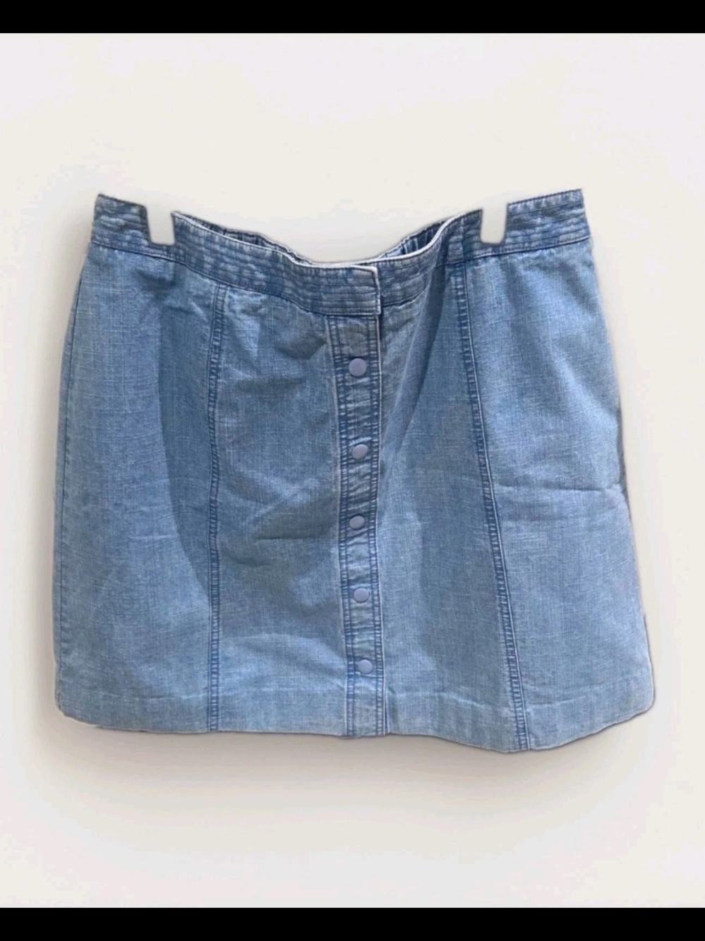 Kate Hill Women's Blue Denim Button-Front Skirt W/ Zipper Shorts Size 14w
